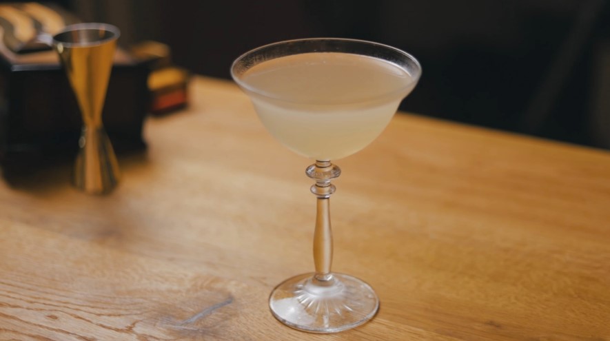 Close up photo of Hemingway daiquiri cocktail in a tall glass