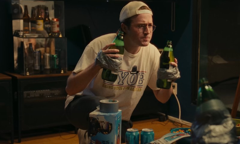 A man participates in the Edward Fortyhands game