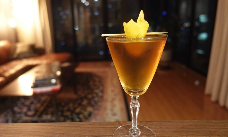Bamboo cocktail on a wooden surface