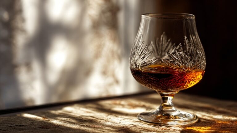 Brandy served neat in a tulip-style glass at room temperature