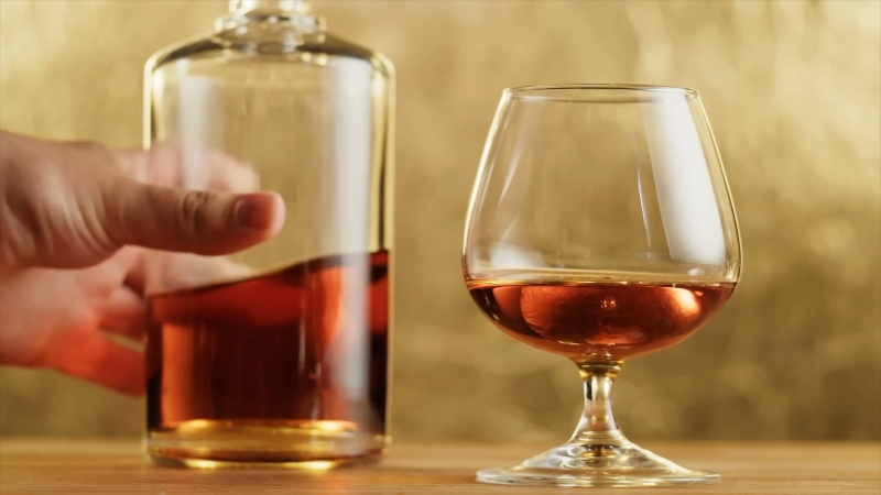 Brandy poured into a glass and left to rest before sipping